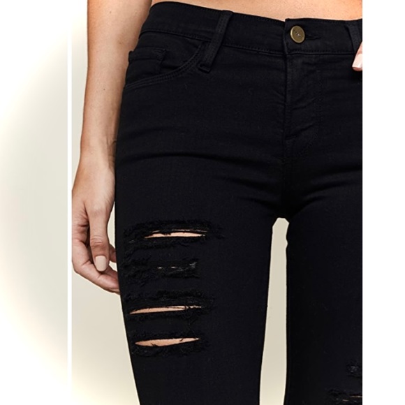 FRAME DENIM26LOT 2 Destroyed Le Color Rip Dark Wash Skinny Cigarette Jeans